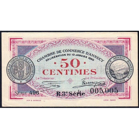 Annecy - Pirot 10-15 - 50 centimes - R. 3e Série 494 - 10/01/1920 - Etat : TTB