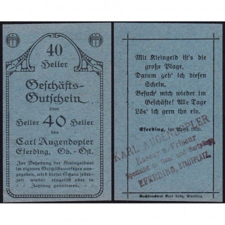 Autriche - Notgeld - Eferding - 40 heller - 1920 - Etat : SPL+