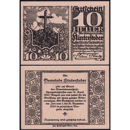 Autriche - Notgeld - Hinterstoder - 10 heller - Type a - 14/04/1920 - Etat : NEUF