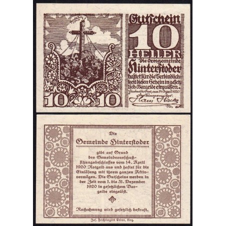 Autriche - Notgeld - Hinterstoder - 10 heller - Type e - 14/04/1920 - Etat : NEUF