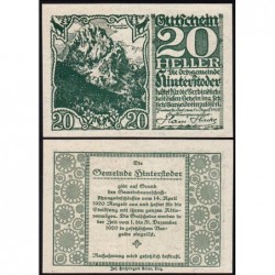 Autriche - Notgeld - Hinterstoder - 20 heller - Type f - 14/04/1920 - Etat : NEUF