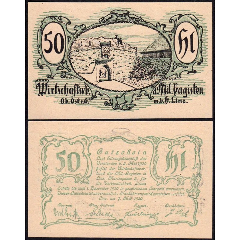 Autriche - Notgeld - Linz - 50 heller - Type b - 07/05/1920 - Etat : NEUF