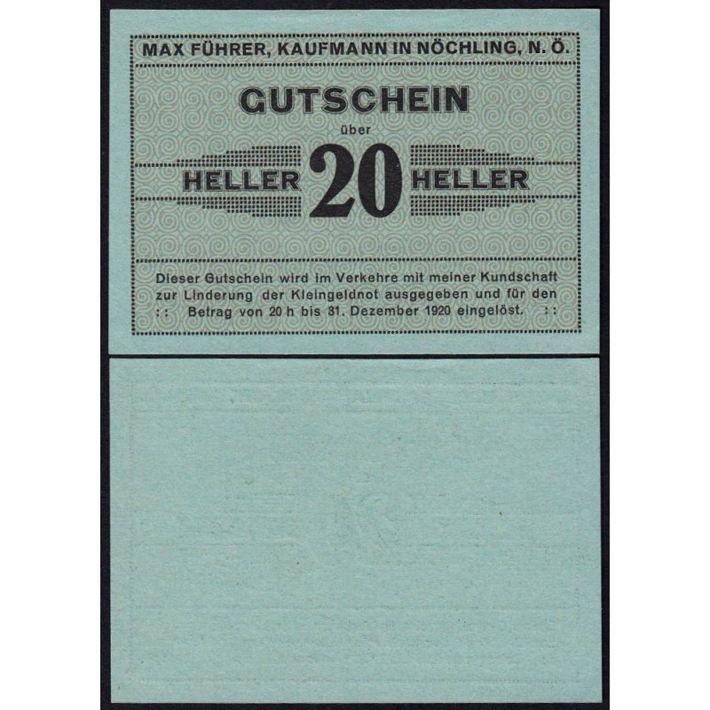 Autriche - Notgeld - Nöchling - 20 heller - Type a - 1920 - Etat : NEUF
