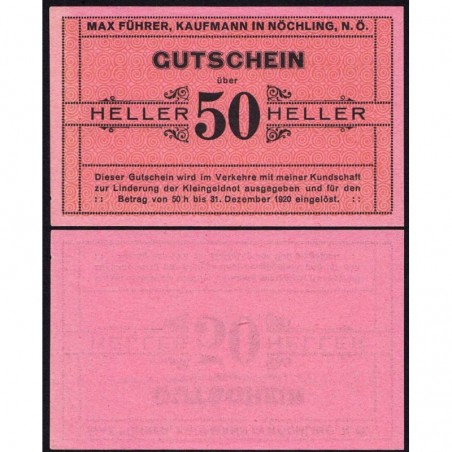 Autriche - Notgeld - Nöchling - 50 heller - Type a - 1920 - Etat : SPL+