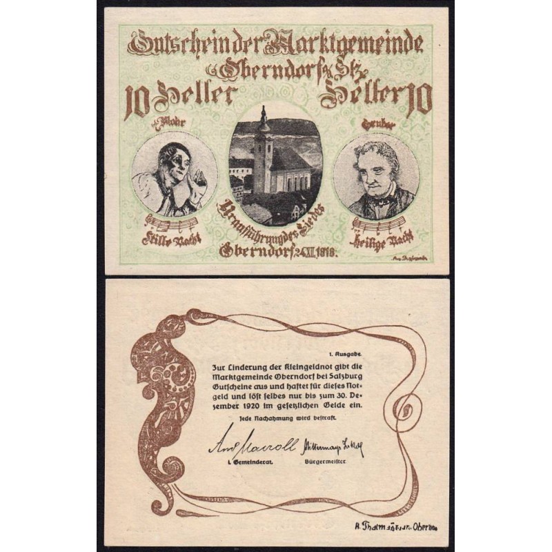 Autriche - Notgeld - Oberndorf - 10 heller - 1920 - Etat : SPL