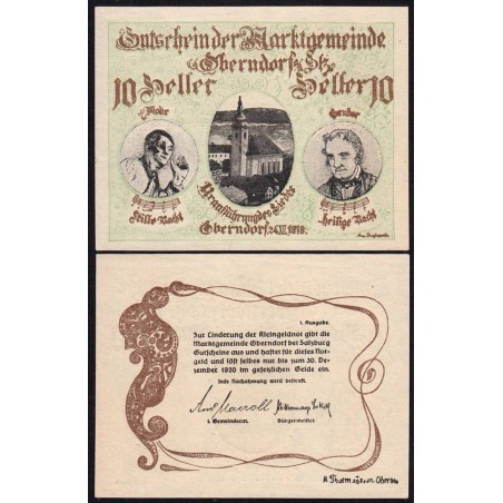 Autriche - Notgeld - Oberndorf - 10 heller - 1920 - Etat : SPL