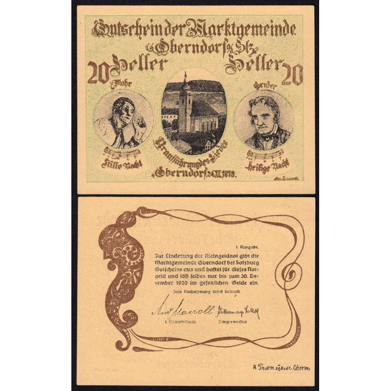 Autriche - Notgeld - Oberndorf - 20 heller - 1920 - Etat : NEUF