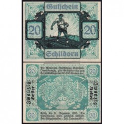 Autriche - Notgeld - Schildorn - 20 heller - Type c - 1920 - Etat : NEUF