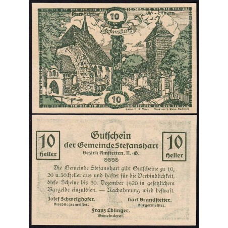 Autriche - Notgeld - Stefanshart - 10 heller - Type a - 1920 - Etat : NEUF