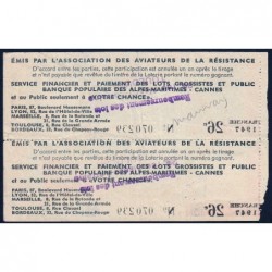 1947 - Loterie Nat. - 26e tranche - Double 1/10ème - Ass. des Aviateurs de la Résist. - Etat : TTB