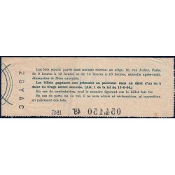 1946 - Loterie Nationale - 49e tranche - 1/10ème - Union Fédérale des Combattants - Etat : TTB
