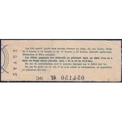 1946 - Loterie Nationale - 49e tranche A - 1/10ème - Union Fédérale des Combat. - Etat : TTB