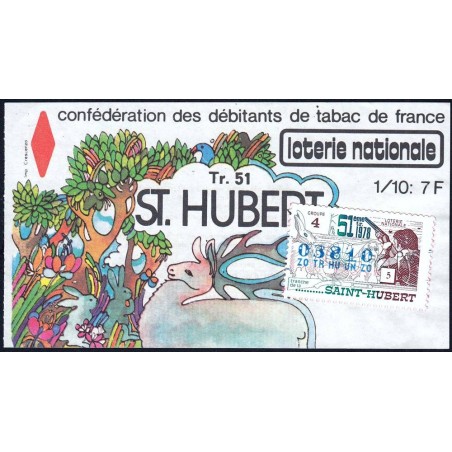 1978 - Loterie Nationale - 51e tranche - 1/10ème - Saint Hubert