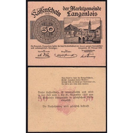 Autriche - Notgeld - Langenlois - 50 heller - Type i - 22/02/1920 - Etat : SPL