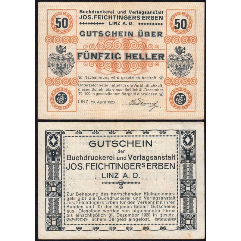Autriche - Notgeld - Linz - 50 heller - 20/04/1920 - Etat : SUP+