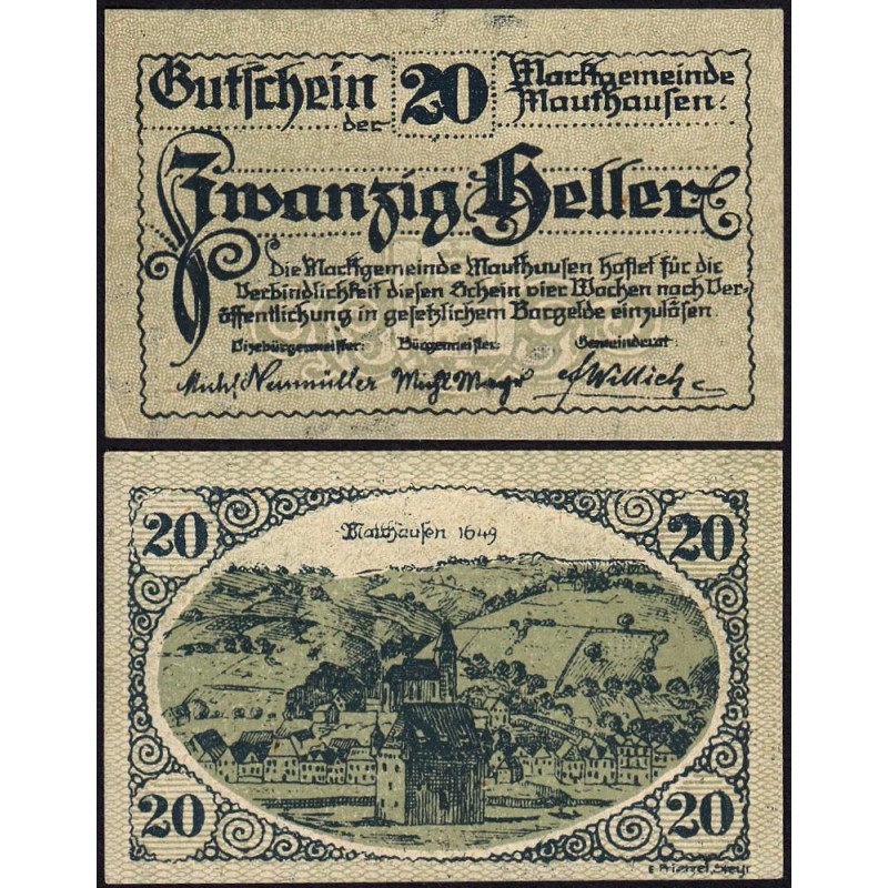 Autriche - Notgeld - Mauthausen - 20 heller - 1920 - Etat : SPL