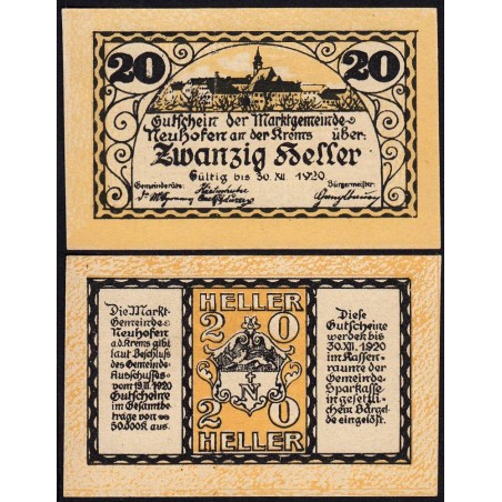 Autriche - Notgeld - Neuhofen-an-der-Krems - 20 heller - 19/03/1920 - Etat : NEUF