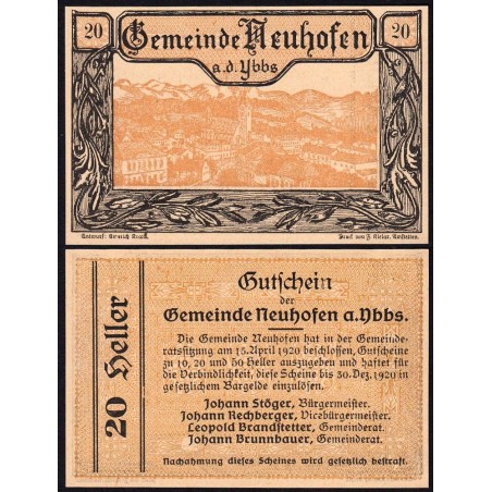 Autriche - Notgeld - Neuhofen-an-der-Ybbs - 20 heller - 15/04/1920 - Etat : NEUF