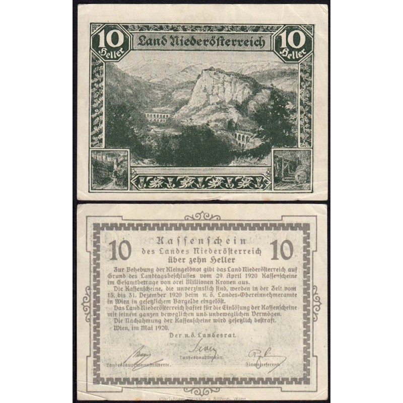 Autriche - Notgeld - Niederösterreich - 10 heller - Type Ia - 29/04/1920 - Etat : TTB