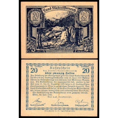 Autriche - Notgeld - Niederösterreich - 20 heller - Type IIa - 23/06/1920 - Etat : TTB