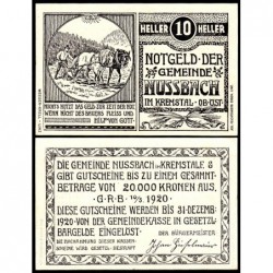 Autriche - Notgeld - Nussbach-im-Kremstel - 10 heller - Type a - 10/05/1920 - Etat : pr.NEUF