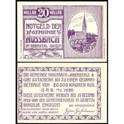 Autriche - Notgeld - Nussbach-im-Kremstel - 20 heller - Type a - 10/05/1920 - Etat : NEUF