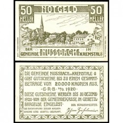 Autriche - Notgeld - Nussbach-im-Kremstel - 50 heller - Type a - 10/05/1920 - Etat : pr.NEUF
