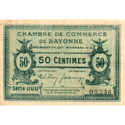 Bayonne - Pirot 21-61 - 50 centimes - Série uuu - 17/11/1919 - Etat : TTB-