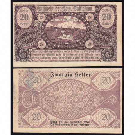 Autriche - Notgeld - Pattigham - 20 heller - 03/04/1920 - Etat : SPL