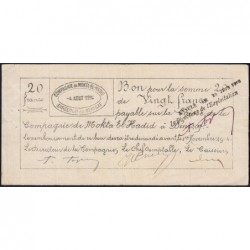 Algérie - Béni-Saf 7 - 20 francs annulé - 04/08/1914 - Etat : TTB+ à SUP