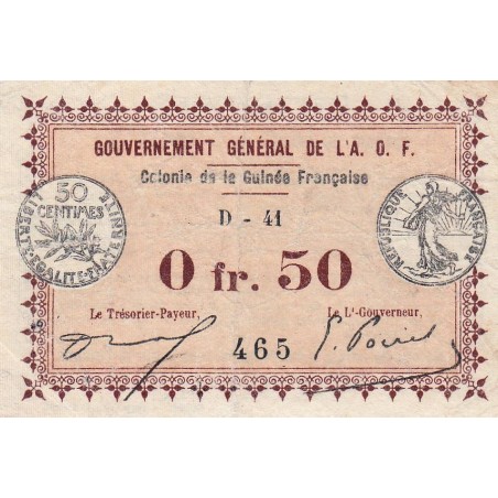 Colonie de la Guinée Française - Pick 1d_1 - 50 centimes - Série D-41 - 11/02/1917 - Etat : TB+