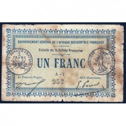 Guinée - Pick 2a_1 - 1 franc - Série A 1 - 11/02/1917 - Etat : B+ à TB-