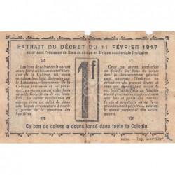 Colonie de la Guinée Française - Pick 2a_1 - 1 franc - Série A-59 - 11/02/1917 - Etat : TB