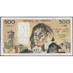 F 71-40 - 02/02/1989 - 500 francs - Pascal - Série J.288 - Etat : TB-