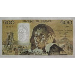 F 71-40 - 02/02/1989 - 500 francs - Pascal - Série D.289 - Etat : SUP