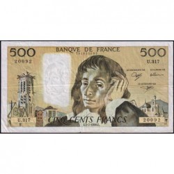 F 71-44 - 05/07/1990 - 500 francs - Pascal - Série U.317 - Etat : TB