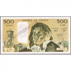 F 71-33 - 03/04/1985 - Faux 500 francs - Pascal - Série A.163 - Etat : TTB+