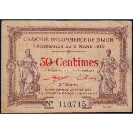 Dijon - Pirot 53-7 - 50 centimes - 2e série - 06/03/1916 - Etat : TTB-