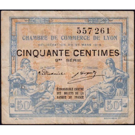 Lyon - Pirot 77-16 - 50 centimes - 9me série - 27/03/1918 - Etat : TB