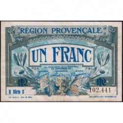 Région Provençale - Pirot 102-8 - 1 franc - R Série S - Sans date - Etat : TTB