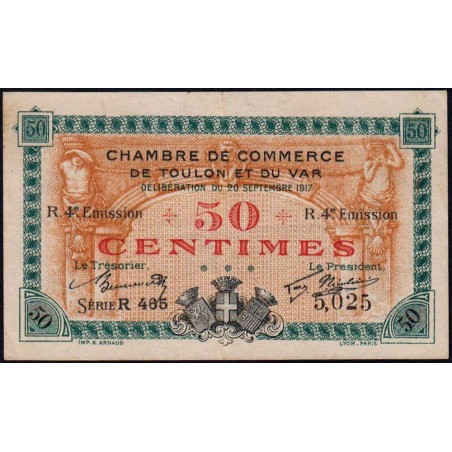 Toulon - Pirot 121-22 - 50 centimes - 4e émission - Série R 465 - 20/09/1917 - Etat : TTB