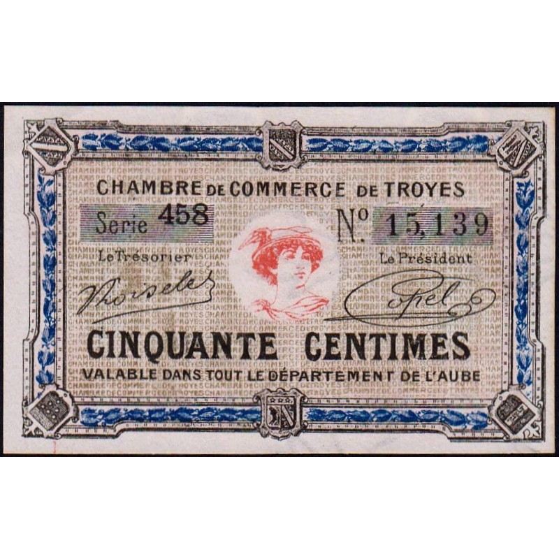 Troyes - Pirot 124-13 - 50 centimes - Série 458 - 7e émission - Sans date - Etat : NEUF