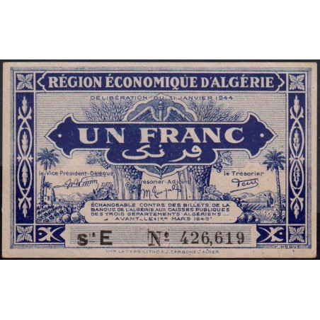 Algérie - Pick 98b - 1 franc - Série E - 31/01/1944 - Etat : pr.NEUF