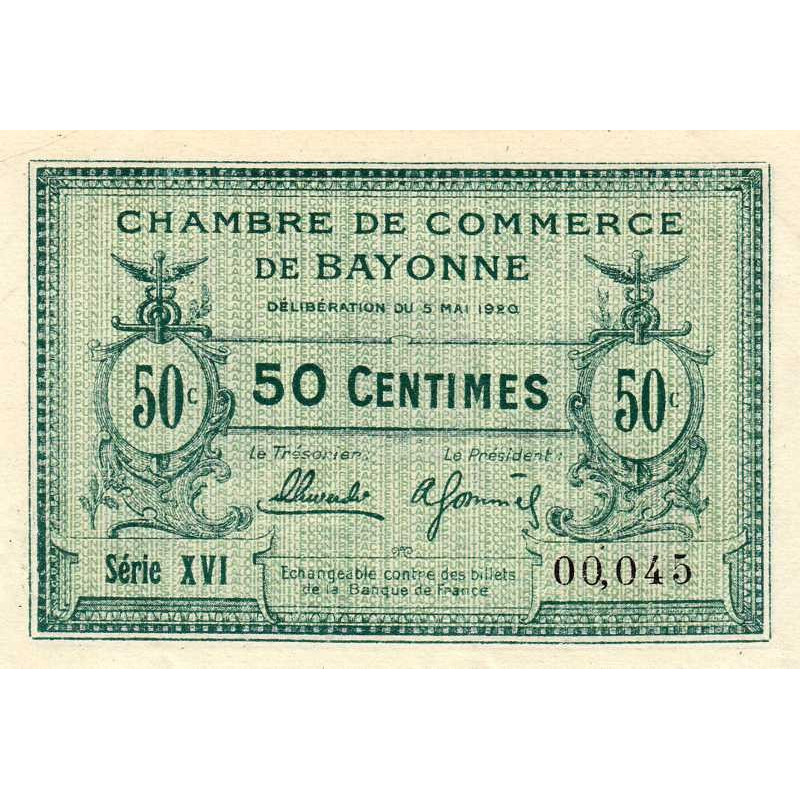 Bayonne - Pirot 21-66 - 50 centimes - Série XVI (16) - 05/05/1920 - Etat : SPL