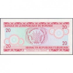 Burundi - Pick 27c_1 - 20 francs - Série CE - 01/10/1991 - Etat : NEUF