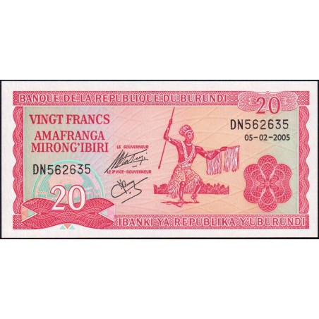 Burundi - Pick 27d_4 - 20 francs - Série DN - 05/02/2005 - Etat : NEUF