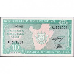 Burundi - Pick 33c - 10 francs - Série AU - 25/05/1995 - Etat : NEUF