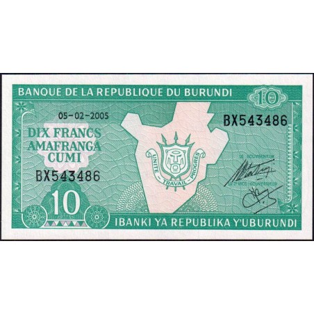 Burundi - Pick 33e_1 - 10 francs - Série BX - 05/02/2005 - Etat : NEUF