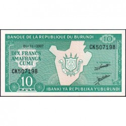 Burundi - Pick 33e_2 - 10 francs - Série CK - 01/11/2007 - Etat : NEUF