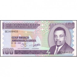 Burundi - Pick 37c - 100 francs - Série GC - 01/08/2001 - Etat : NEUF